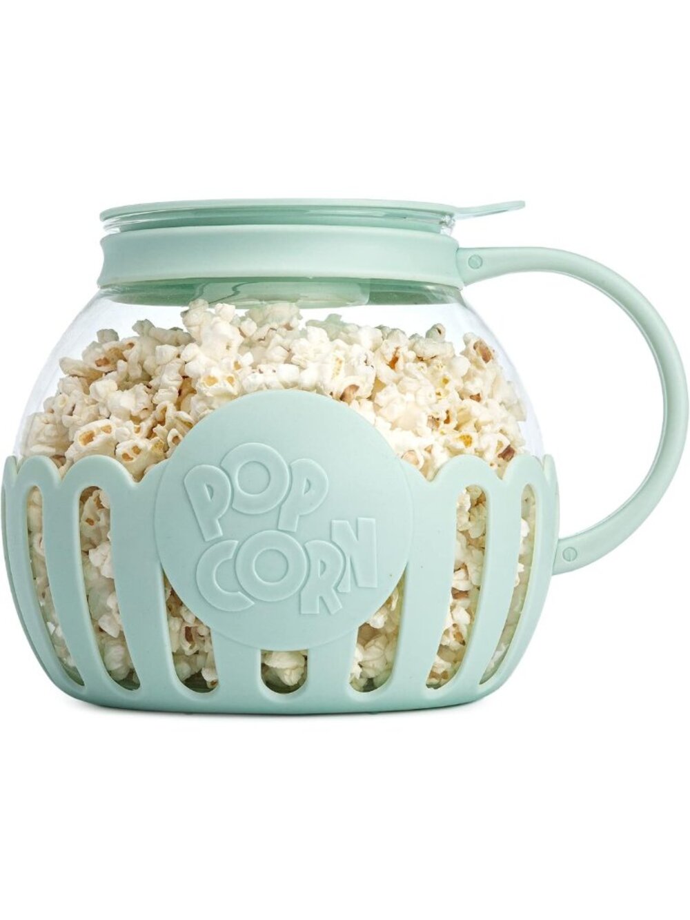 Microwave Popcorn Popper - 3-in-1 Lid, BPA-Free, Glass, 3-Quart, Aqua Color